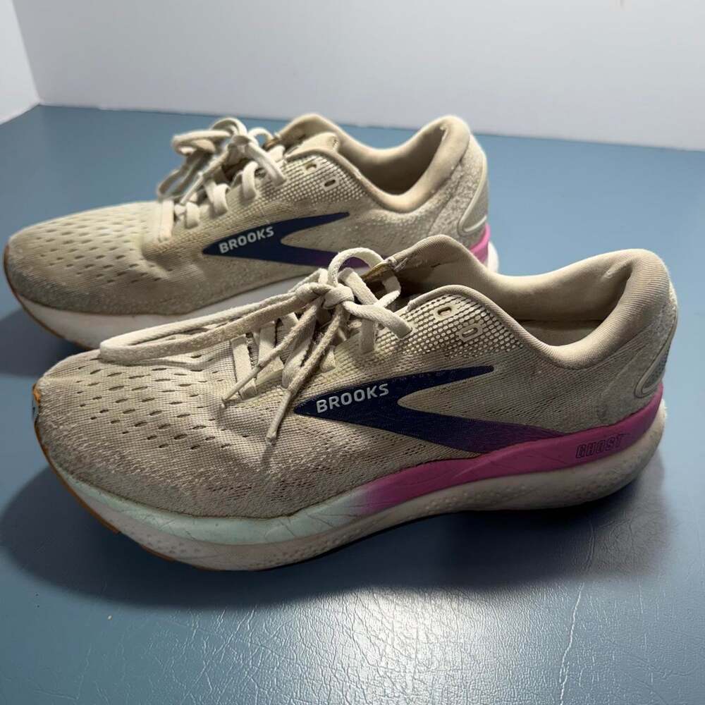 Brooks Ghost 16 Womens Size 7.5 B Medium Grey Pink Running Shoes 1204071B175